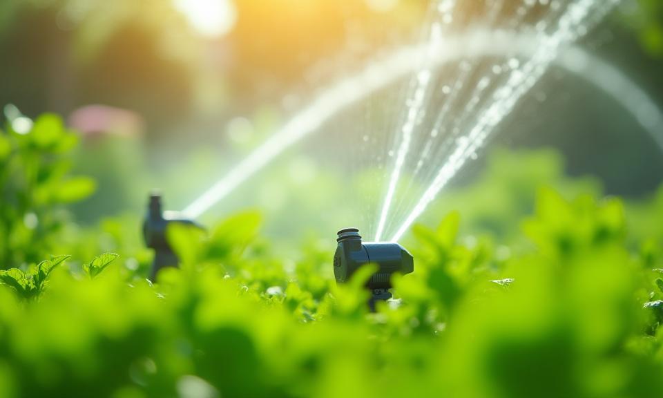 Automatisch sproeisysteem in een tuin