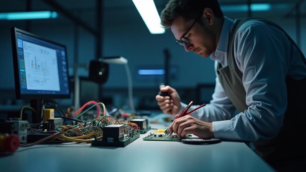 Ingenieur werkt aan IoT-sensor prototypes